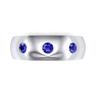Rounded Three-Stone Blue Sapphire Ring (0.28 CTW) Top Flat View