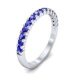 Thin Shared Prong Blue Sapphire Ring (0.69 CTW) Perspective View