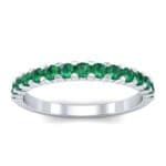 Thin Shared Prong Emerald Ring (0.69 CTW) Top Dynamic View