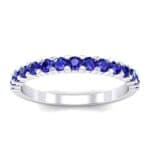 Thin Shared Prong Blue Sapphire Ring (0.69 CTW) Top Dynamic View