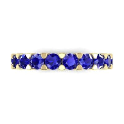 Wide Shared Prong Blue Sapphire Ring (1.37 CTW) Top Flat View