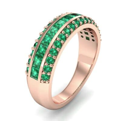 Three-Row Split Band Emerald Ring (1 CTW) Perspective View