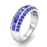 Three-Row Split Band Blue Sapphire Ring (1 CTW) Perspective View