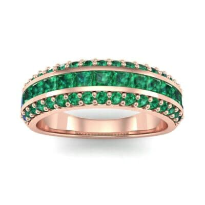 Three-Row Split Band Emerald Ring (1 CTW) Top Dynamic View