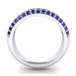 Three-Row Split Band Blue Sapphire Ring (1 CTW) Side View