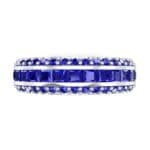 Three-Row Split Band Blue Sapphire Ring (1 CTW) Top Flat View