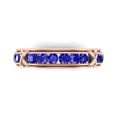 Crosses Channel-Set Blue Sapphire Eternity Ring (2.31 CTW) Top Flat View