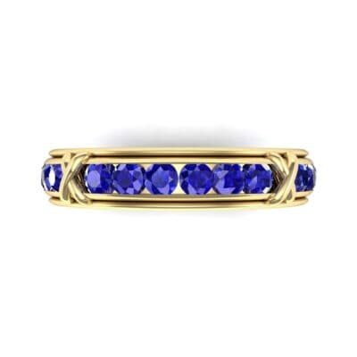 Crosses Channel-Set Blue Sapphire Eternity Ring (2.31 CTW) Top Flat View