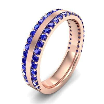 Double Blue Sapphire Edge Ring (1.04 CTW) Perspective View