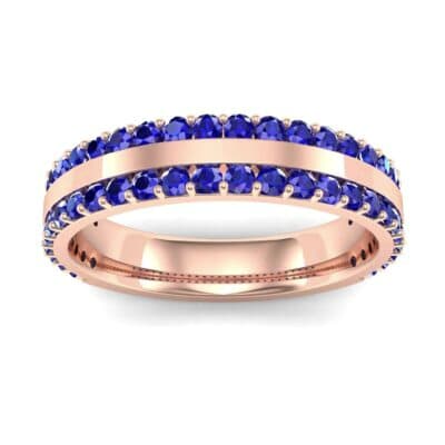 Double Blue Sapphire Edge Ring (1.04 CTW) Top Dynamic View