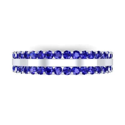 Double Blue Sapphire Edge Ring (1.04 CTW) Top Flat View