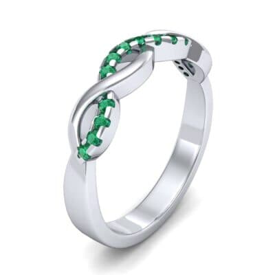 Half Pave Twist Emerald Ring (0.18 CTW) Perspective View