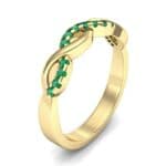 Half Pave Twist Emerald Ring (0.18 CTW) Perspective View