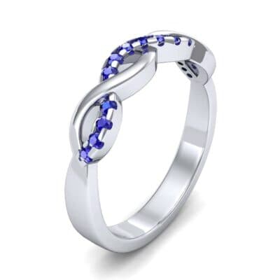 Half Pave Twist Blue Sapphire Ring (0.18 CTW) Perspective View
