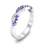 Half Pave Twist Blue Sapphire Ring (0.18 CTW) Perspective View