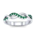 Half Pave Twist Emerald Ring (0.18 CTW) Top Dynamic View
