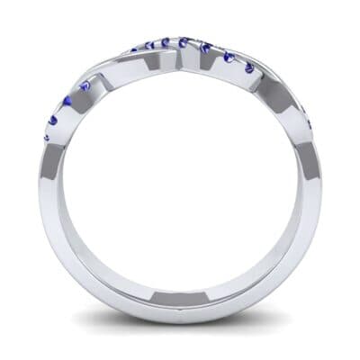 Half Pave Twist Blue Sapphire Ring (0.18 CTW) Side View