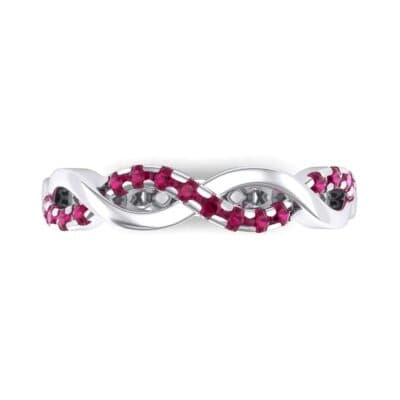 Half Pave Twist Ruby Ring (0.18 CTW) Top Flat View