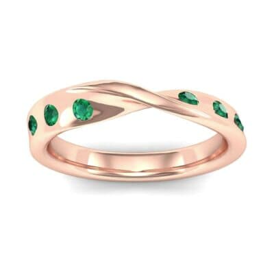 Single Twist Flush-Set Emerald Ring (0.18 CTW) Top Dynamic View