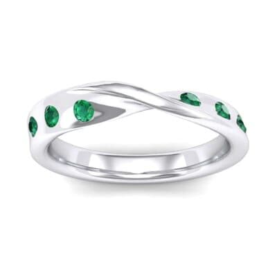 Single Twist Flush-Set Emerald Ring (0.18 CTW) Top Dynamic View