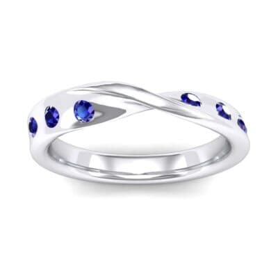 Single Twist Flush-Set Blue Sapphire Ring (0.18 CTW) Top Dynamic View