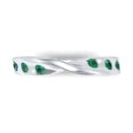 Single Twist Flush-Set Emerald Ring (0.18 CTW) Top Flat View