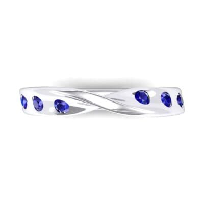 Single Twist Flush-Set Blue Sapphire Ring (0.18 CTW) Top Flat View
