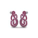 Pave Clef Ruby Earrings (1.06 CTW) Perspective View