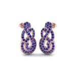 Pave Clef Blue Sapphire Earrings (1.06 CTW) Perspective View
