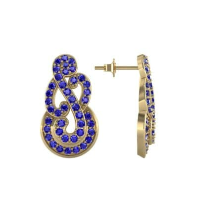 Pave Clef Blue Sapphire Earrings (1.06 CTW) Top Dynamic View