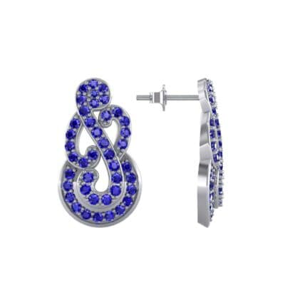 Pave Clef Blue Sapphire Earrings (1.06 CTW) Top Dynamic View