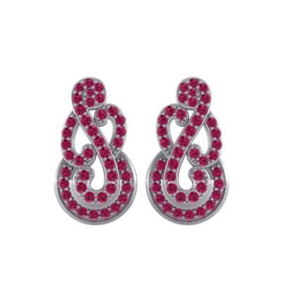 Pave Clef Ruby Earrings (1.06 CTW) Side View