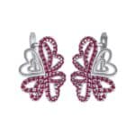 Clover Hearts Ruby Earrings (1.53 CTW) Perspective View