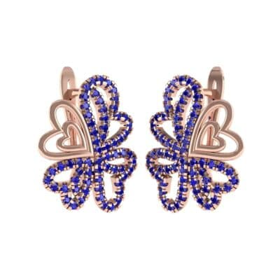 Clover Hearts Blue Sapphire Earrings (1.53 CTW) Perspective View