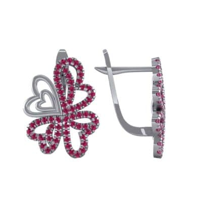Clover Hearts Ruby Earrings (1.53 CTW) Top Dynamic View