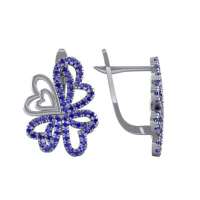 Clover Hearts Blue Sapphire Earrings (1.53 CTW) Top Dynamic View