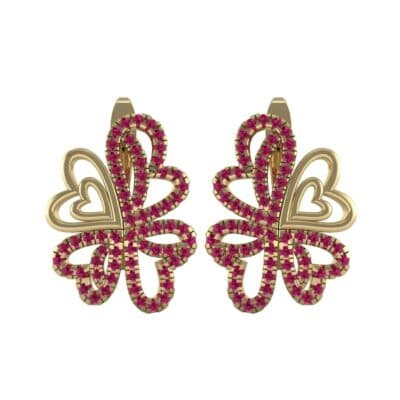 Clover Hearts Ruby Earrings (1.53 CTW) Side View