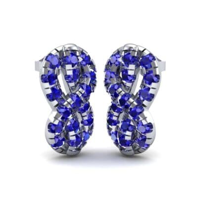 Infinity Knot Blue Sapphire Earrings (3.27 CTW) Perspective View