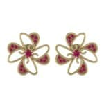 Dancing Flower Ruby Earrings (0.53 CTW) Side View