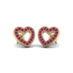 Pave Heart Ruby Earrings (0.4 CTW) Perspective View
