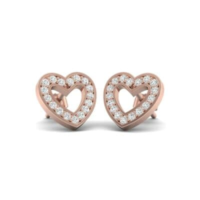 Pave Heart Diamond Earrings (0.27 CTW) Perspective View