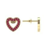 Pave Heart Ruby Earrings (0.4 CTW) Top Dynamic View