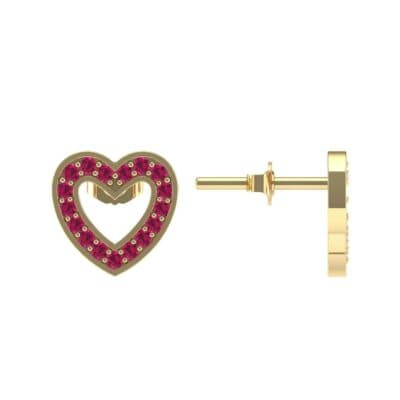 Pave Heart Ruby Earrings (0.4 CTW) Top Dynamic View