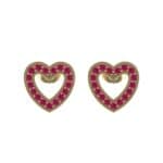 Pave Heart Ruby Earrings (0.4 CTW) Side View