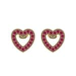 Pave Heart Ruby Earrings (0.4 CTW) Side View