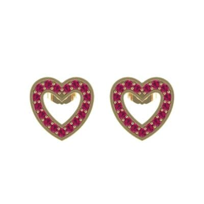 Pave Heart Ruby Earrings (0.4 CTW) Side View