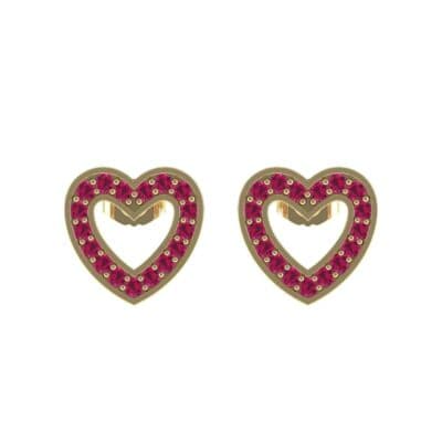 Pave Heart Ruby Earrings (0.4 CTW) Side View