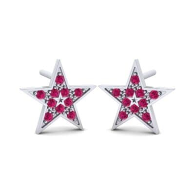Pave Star Ruby Earrings (0.24 CTW) Perspective View