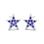 Pave Star Blue Sapphire Earrings (0.24 CTW) Perspective View
