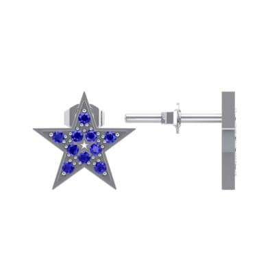 Pave Star Blue Sapphire Earrings (0.24 CTW) Top Dynamic View